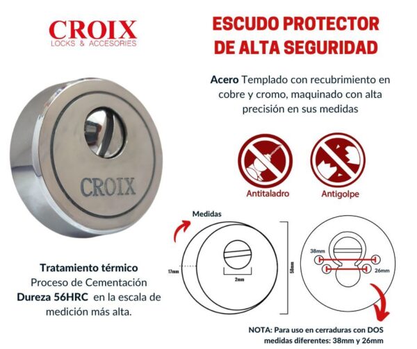 Escudo Croix Anti Taladro Reforzado AC-143 - Imagen 3